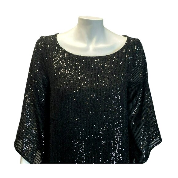 Anthropologie Starling Sequined Tunic Dress Black Sequin Medium Petite $258! - Picture 3 of 8